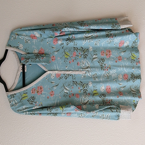 This is J Henley Harem Long Sleeve Bamboo Jammers Pajama Top and Headband New - Picture 1 of 8